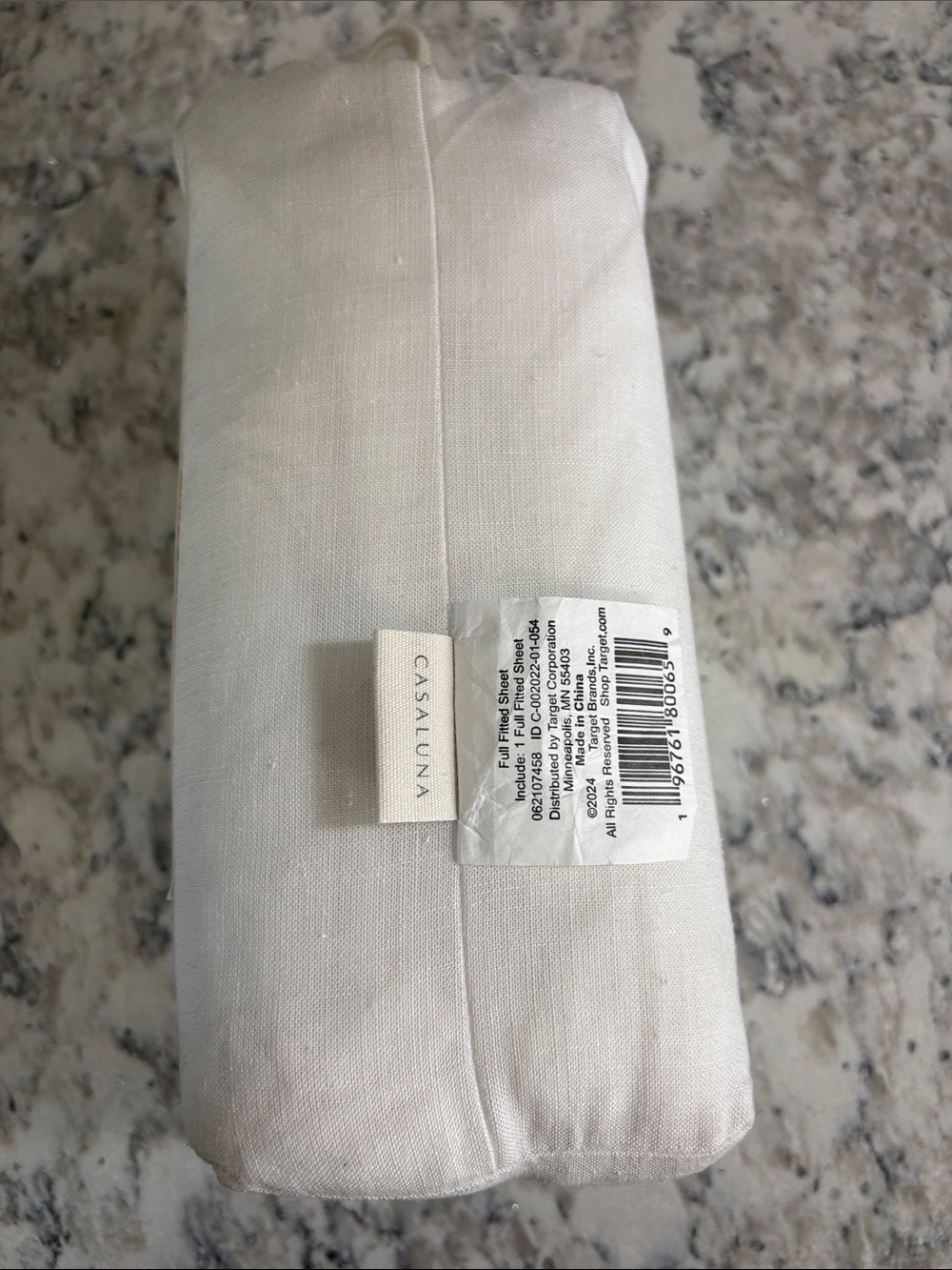 Casaluna Full Size Linen Blend Fitted Sheet - White ( Fresh White ) - Picture 3 of 4